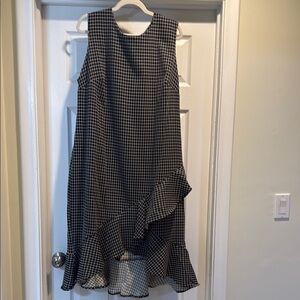Calvin Klein Asymmetrical Checkered Dress